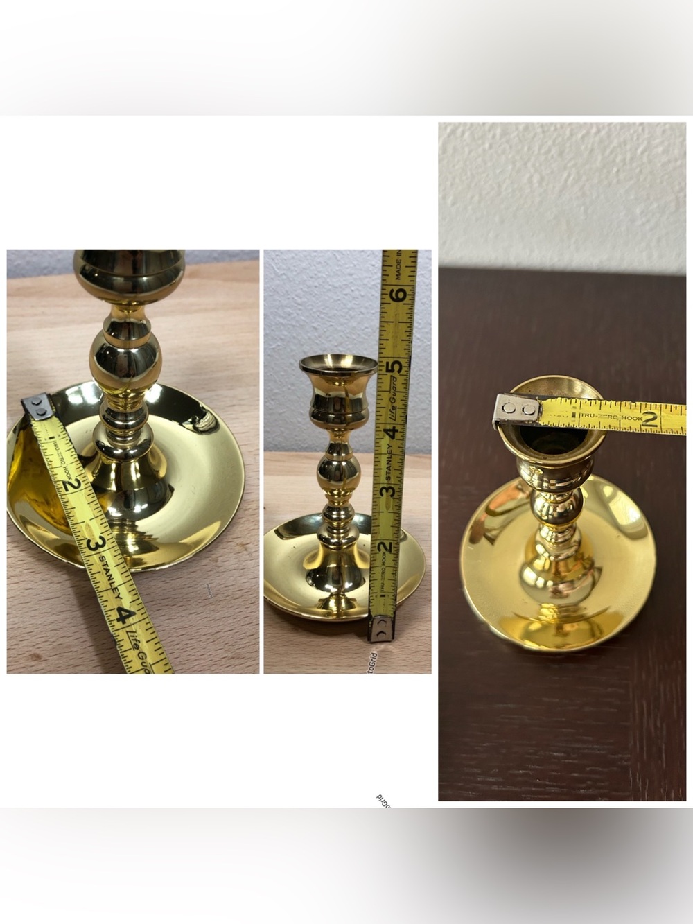 Vintage 2 Brass Baldwin Elegant Gold Console‎ Saucer base Candlestick Holder - Picture 6 of 11